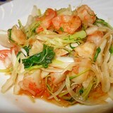 新玉葱、水菜の海鮮サラダ